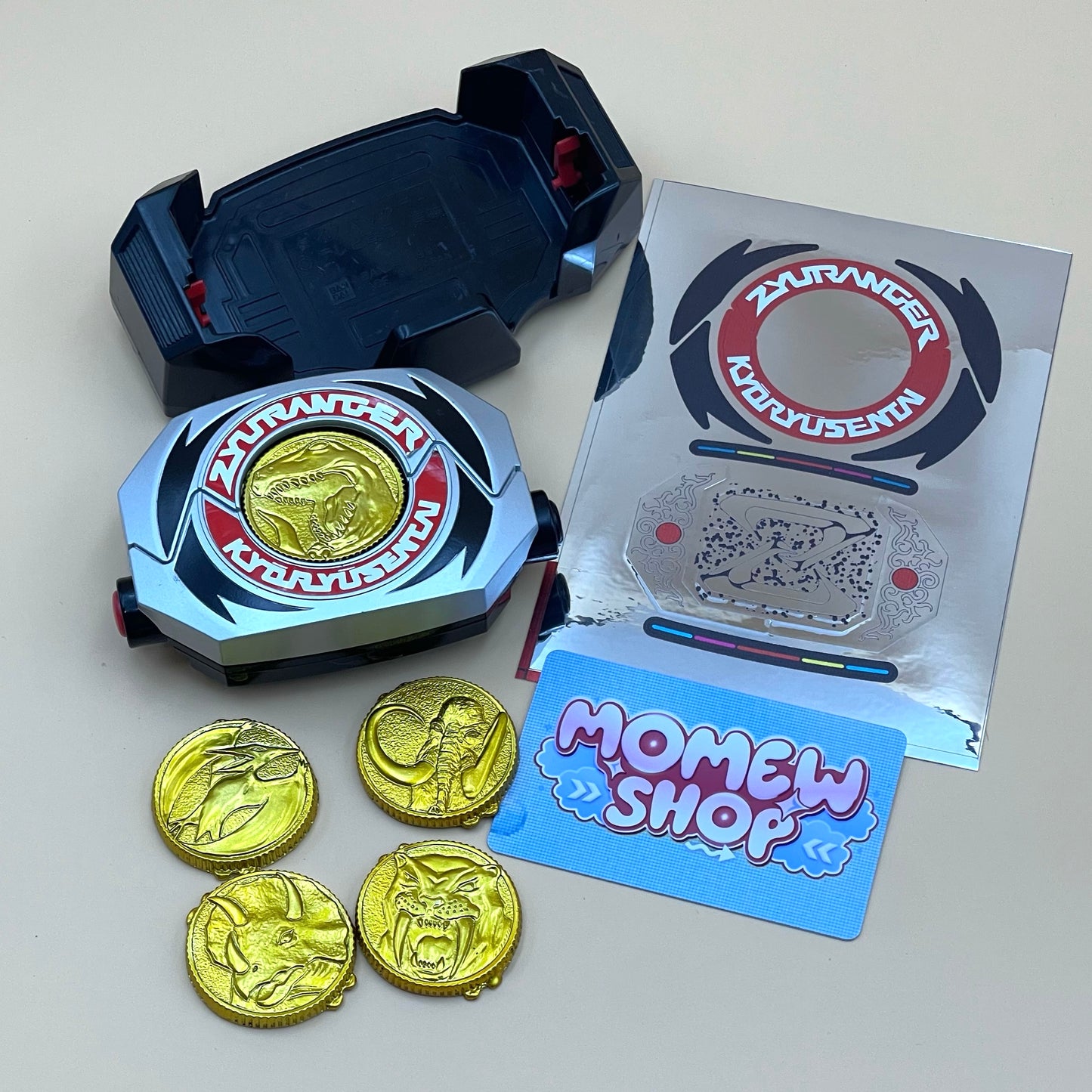 DX Dino Buckler & Power Morphers from Mighty Morphin Power Rangers also known as DX Change from Super Sentai Zyuranger 1992, vintage DX Morpher roleplay collectible for Zyuranger fans.