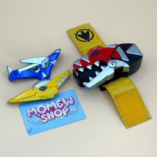 DX Dino Brace from Super Sentai Abaranger 2003 and DX Dino Morpher from Power Rangers Dino Thunder 2004, vintage DX Morpher roleplay collectible toy for fans and collectors of Super Sentai and Power Rangers series.