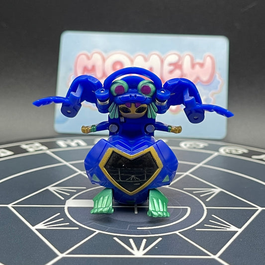 Front straight view of opened Aquos Minx Elfin Bakugan figure showing character details.