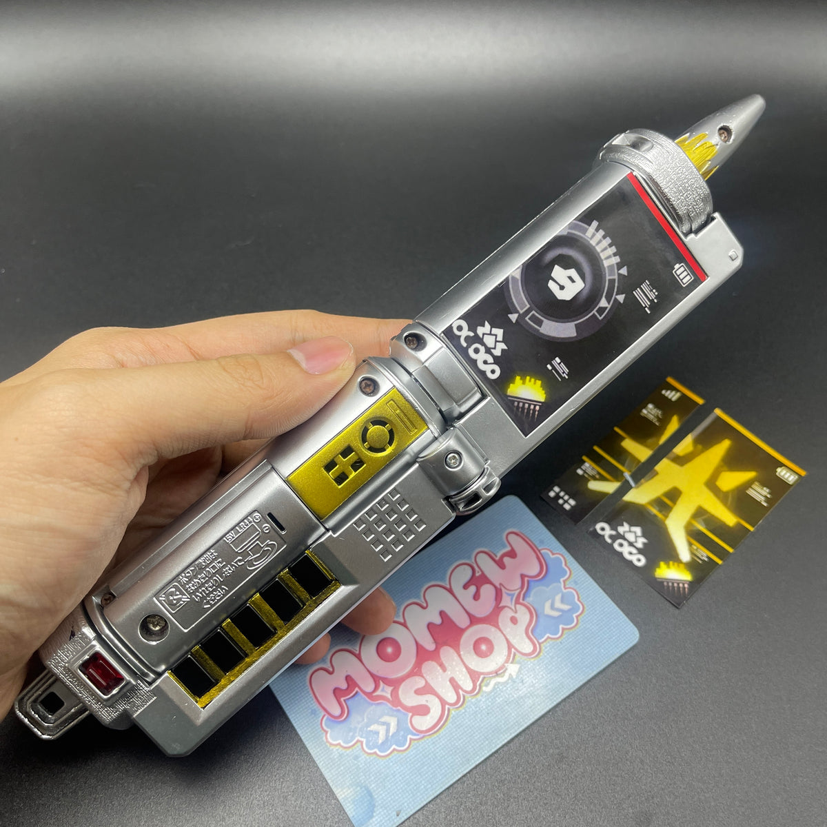 Angled perspective of Samurai Gold Morpher opened and ready for action.