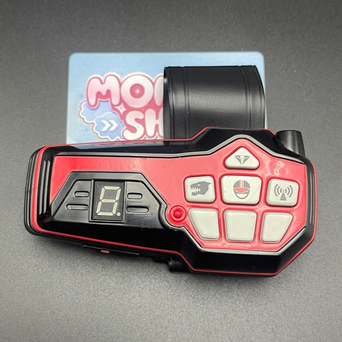 Front view of Power Rangers Time Force Quantum Morpher showing digital screen display and control keypad   