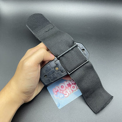 Full view of adjustable black fabric wrist strap for Power Rangers Time Force Quantum Morpher   