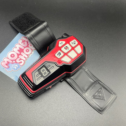Power Rangers Time Force Quantum Morpher shown with unfastened adjustable black velcro wrist strap   