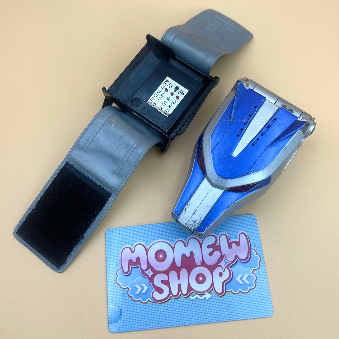 DX Lunar Caller Morpher and DX G Brace Phone, vintage roleplay collectible from Power Rangers Wild Force 2002 and Super Sentai Gaoranger 2001 for Lunar Wolf Ranger fans.