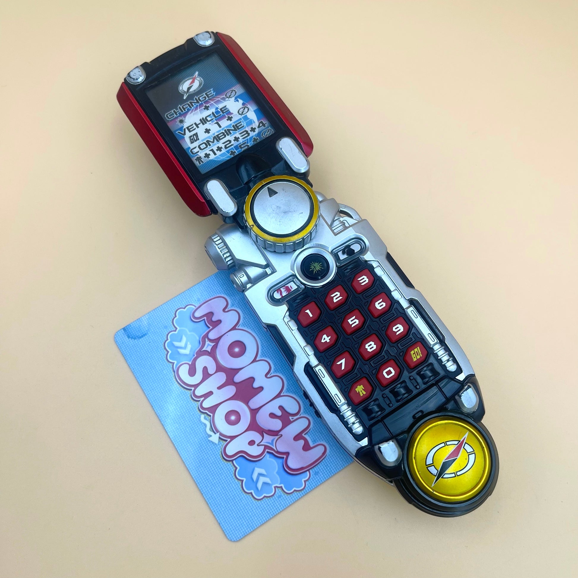 DX Accellular & DX Overdrive Tracker from Power Rangers Operation Overdrive 2007, also known as DX Change from Super Sentai Boukenranger 2006, vintage DX Morpher roleplay collectible for Overdrive Rangers fans.