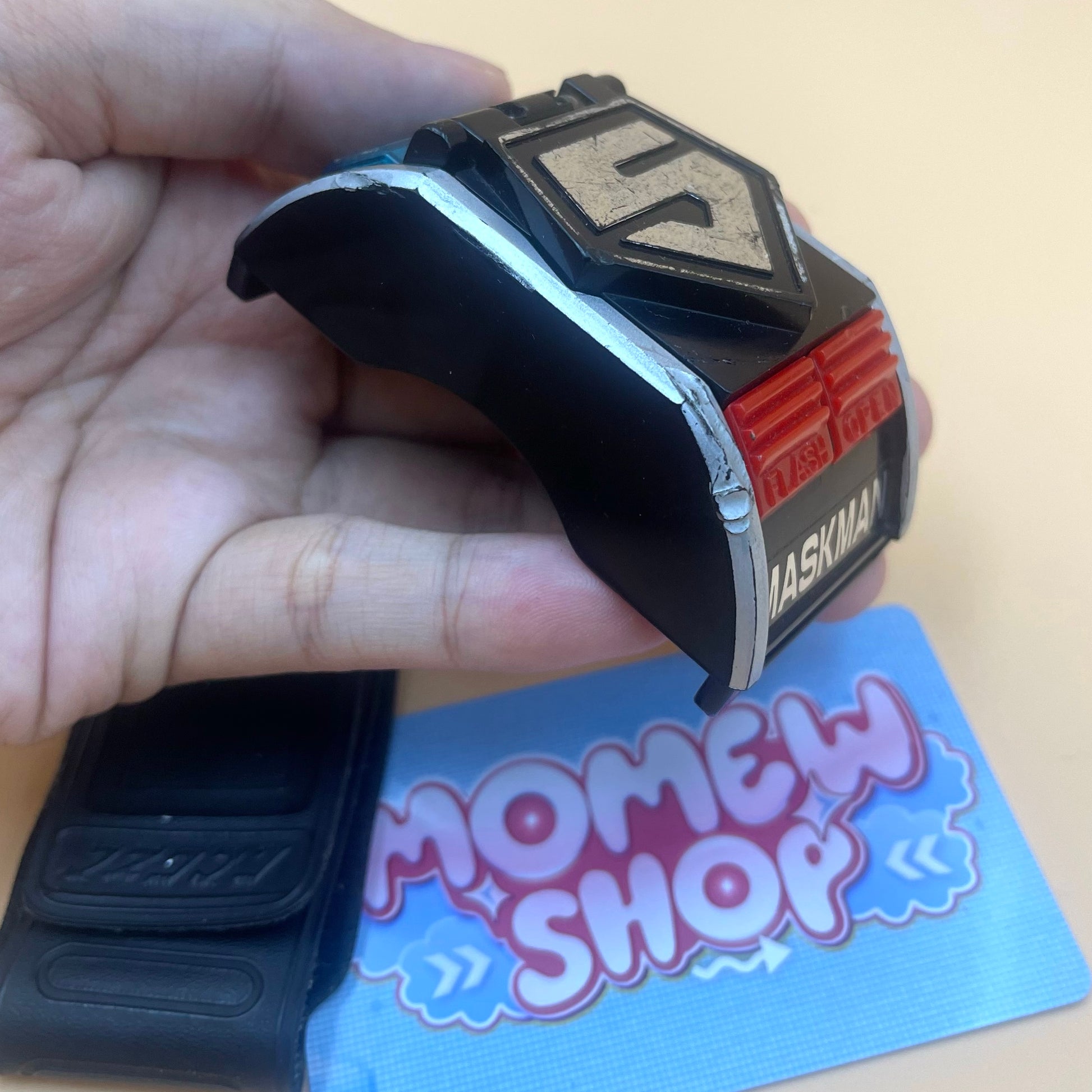 DX Masking Brace from Power Rangers also known as DX Change from Super Sentai Maskman 1987, vintage DX Morpher roleplay collectible for Maskman fans.