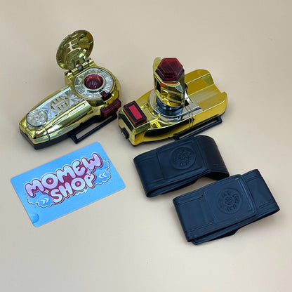 DX King Brace  & Gold Zeonizers Morpher from Power Rangers Zeo also known as DX Change from Super Sentai Ohranger 1995, vintage DX Morpher roleplay collectible for Gold Zeo Ranger fans.