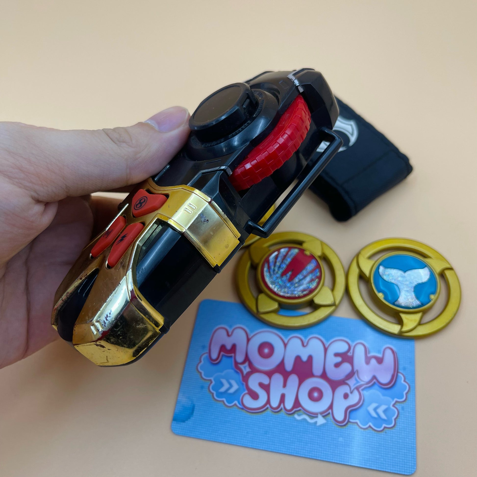 DX Wind Morpher and DX Hurricane Gyro from Power Rangers Ninja Storm 2003, also known as DX Change from Super Sentai Hurricaneger 2002, vintage DX Morpher roleplay collectible for Wind Rangers fans.