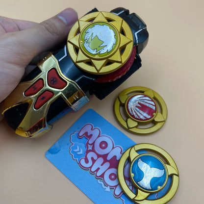 DX Wind Morpher and DX Hurricane Gyro from Power Rangers Ninja Storm 2003, also known as DX Change from Super Sentai Hurricaneger 2002, vintage DX Morpher roleplay collectible for Wind Rangers fans.