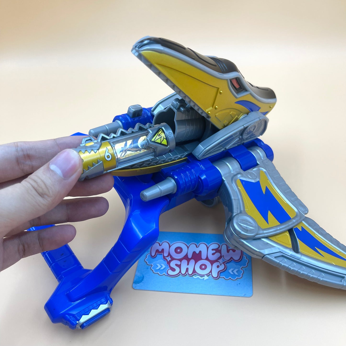DX Gaburi Changer & Gold Ptera Morpher from Power Rangers Dino Charge 2015, also known as DX Change from Super Sentai Kyoryuger 2013, vintage DX Morpher roleplay collectible for Dino Charge Gold Ranger fans.