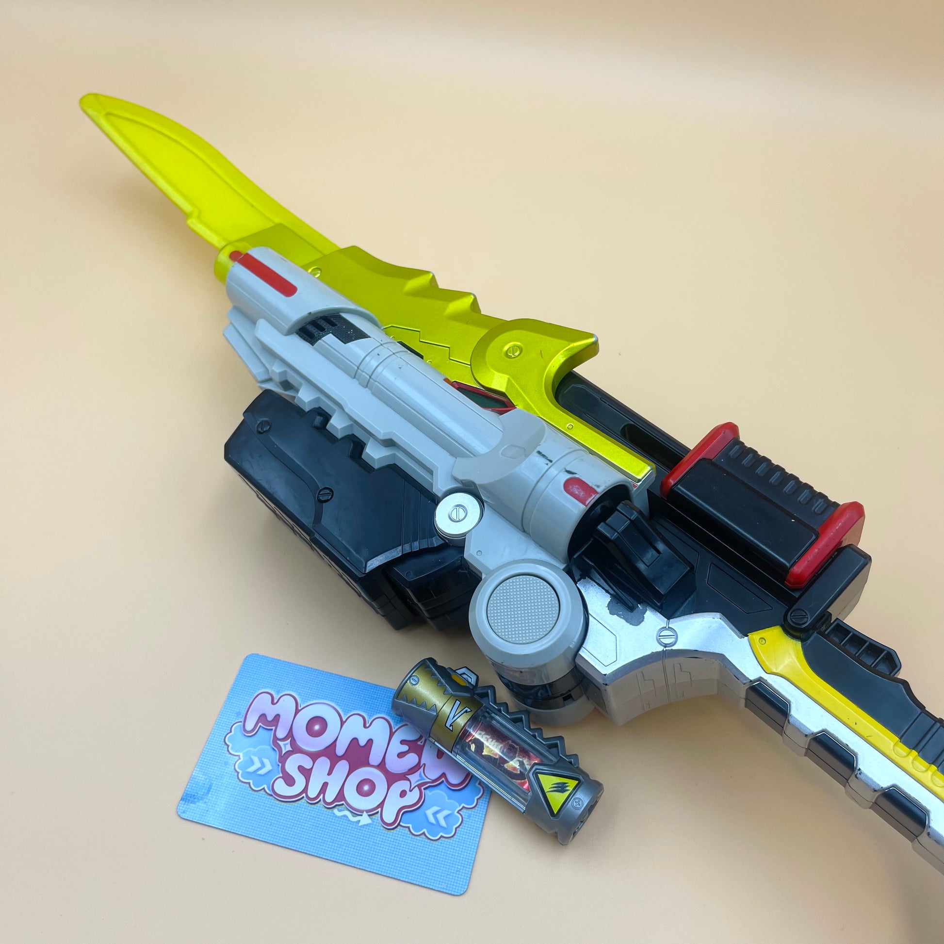 DX Gaburicalibur - Dino Saber from Power Rangers Dino Charge 2015, also known as DX Change from Super Sentai Kyoryuger 2013, vintage DX Morpher roleplay collectible for Dino Charge Rangers fans.