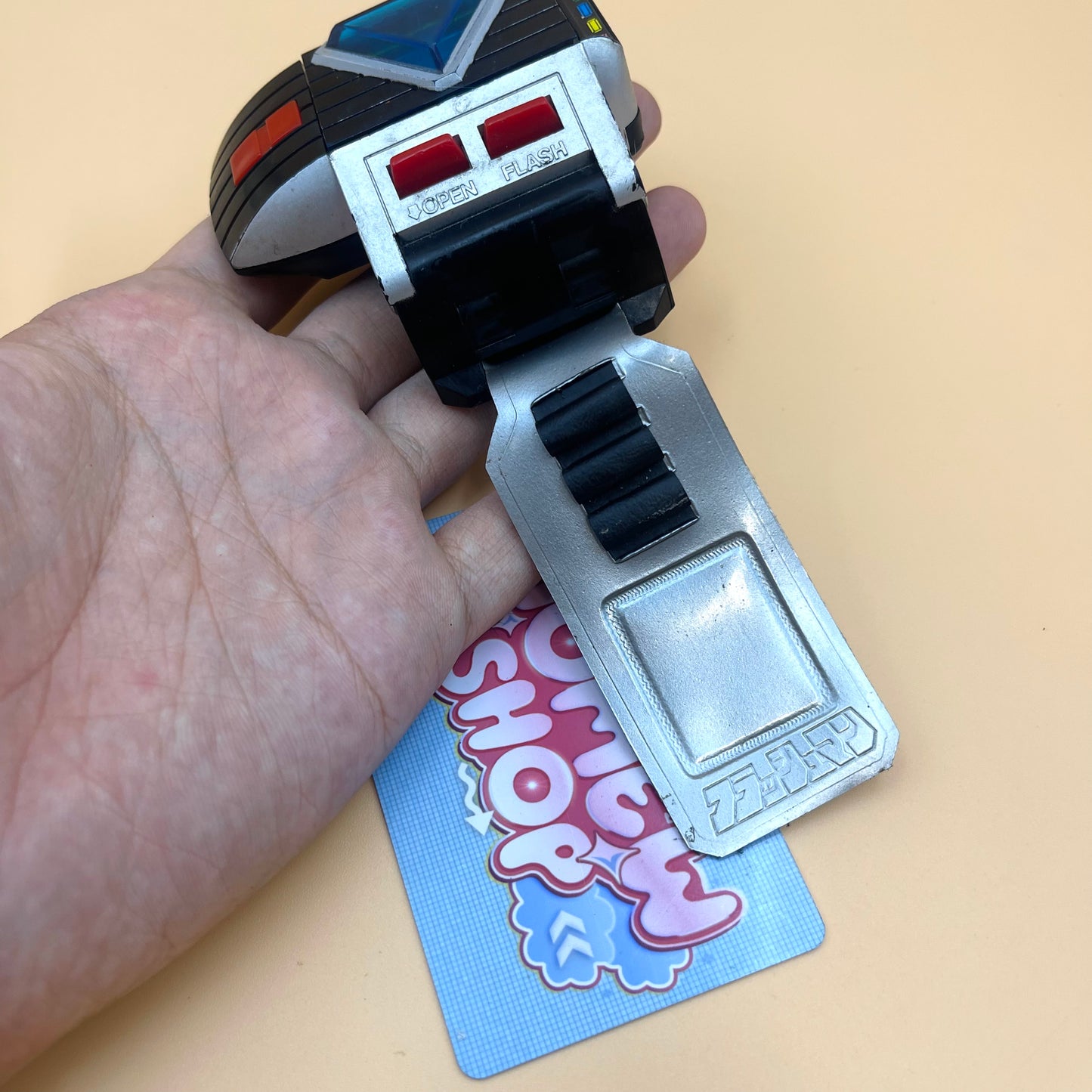 DX Prism Flash from Power Rangers also known as DX Change from Super Sentai Maskman 1986, vintage DX Morpher roleplay collectible for Flashman fans.