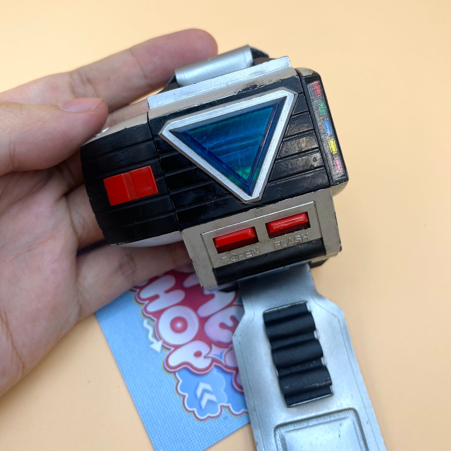 DX Prism Flash from Power Rangers also known as DX Change from Super Sentai Maskman 1986, vintage DX Morpher roleplay collectible for Flashman fans.