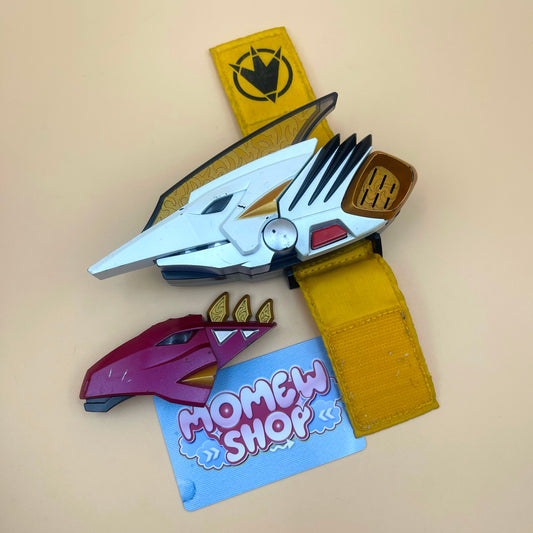 DX Drago Morpher & DX Dino Minder from Power Rangers Dino Thunder 2004, also known as DX Change from Super Sentai Abaranger 2003, vintage DX Morpher roleplay collectible for White Dino Ranger fans.