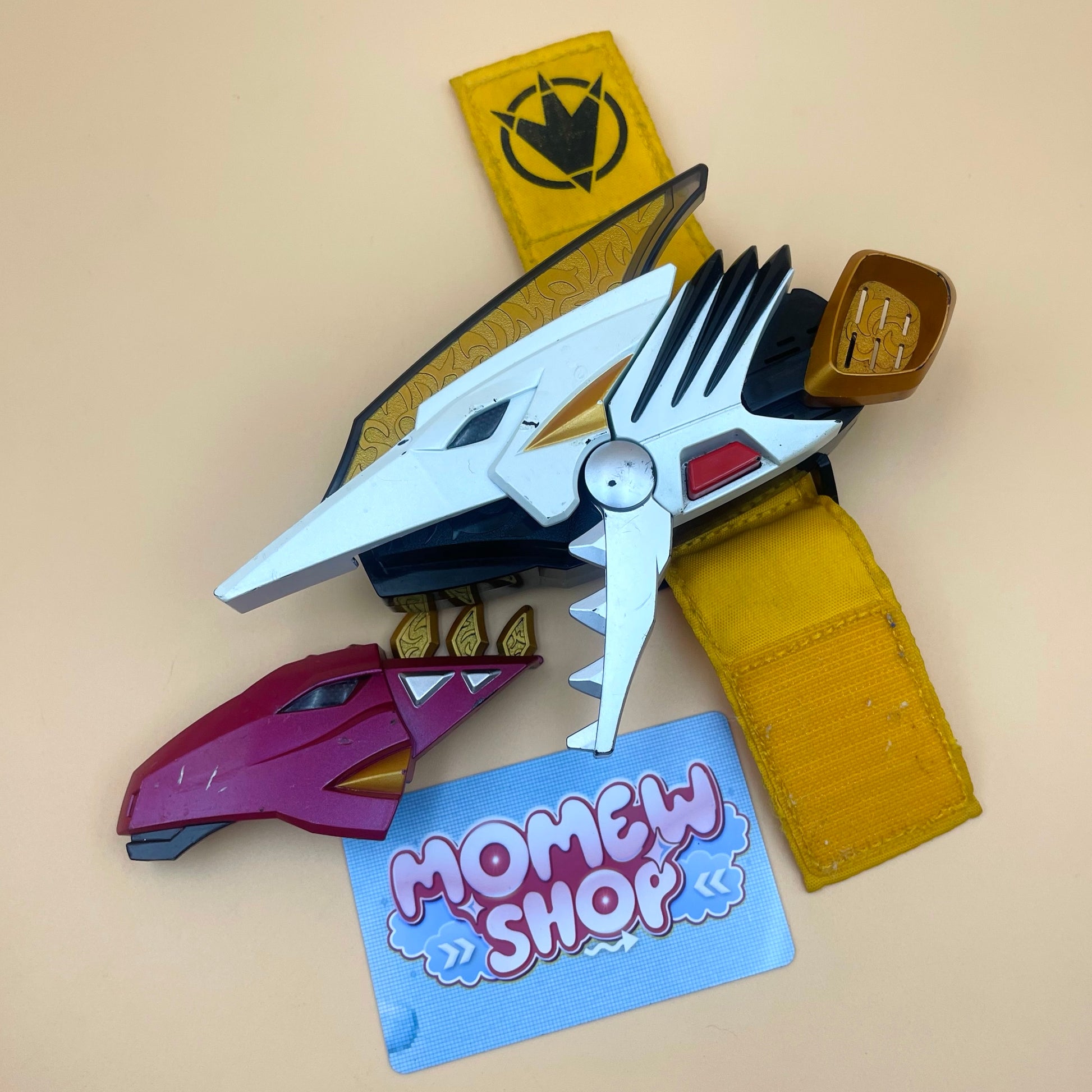 DX Drago Morpher & DX Dino Minder from Power Rangers Dino Thunder 2004, also known as DX Change from Super Sentai Abaranger 2003, vintage DX Morpher roleplay collectible for White Dino Ranger fans.