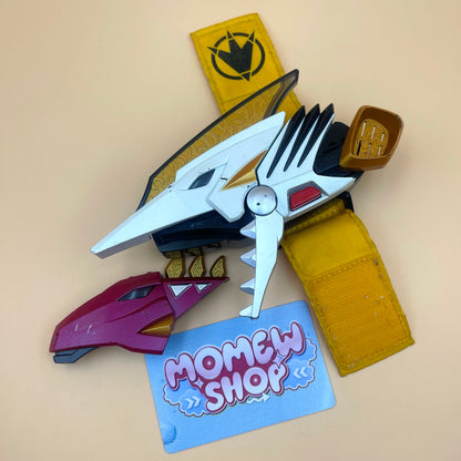 DX Drago Morpher & DX Dino Minder from Power Rangers Dino Thunder 2004, also known as DX Change from Super Sentai Abaranger 2003, vintage DX Morpher roleplay collectible for White Dino Ranger fans.