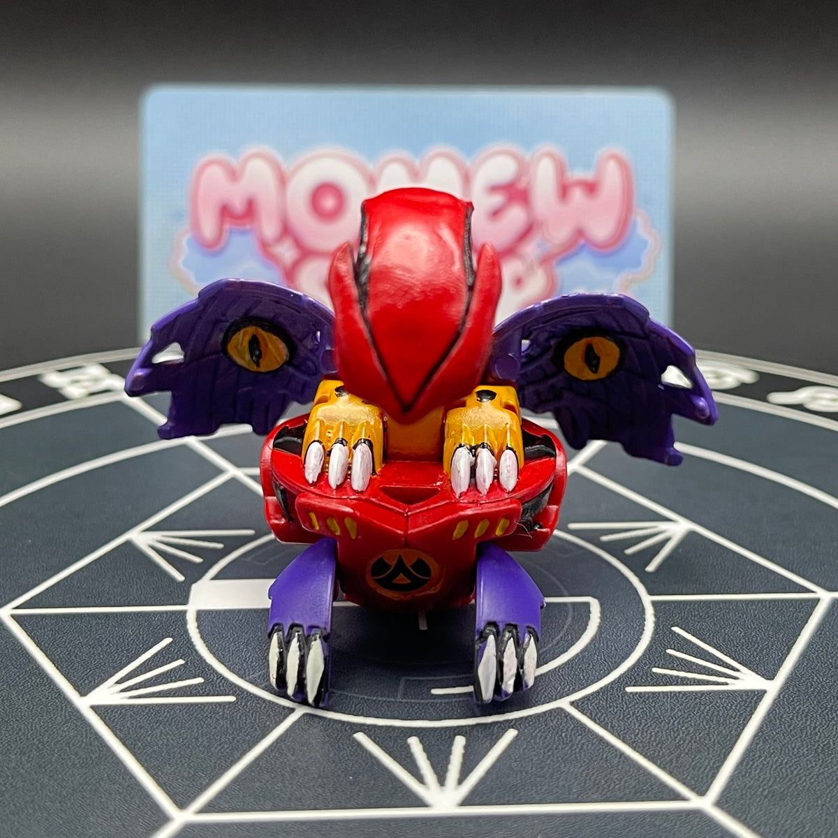 Front view of the custom painted Druman Bakugan toy character.