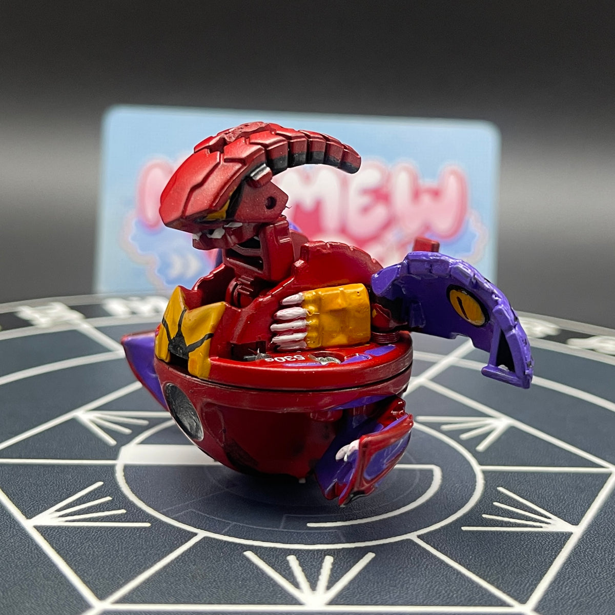 Custom painted B2 Druman Bakugan monster figure from Bakugan Battle Brawlers in opened display mode.