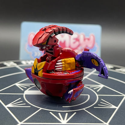 Custom painted B2 Druman Bakugan monster figure from Bakugan Battle Brawlers in opened display mode.