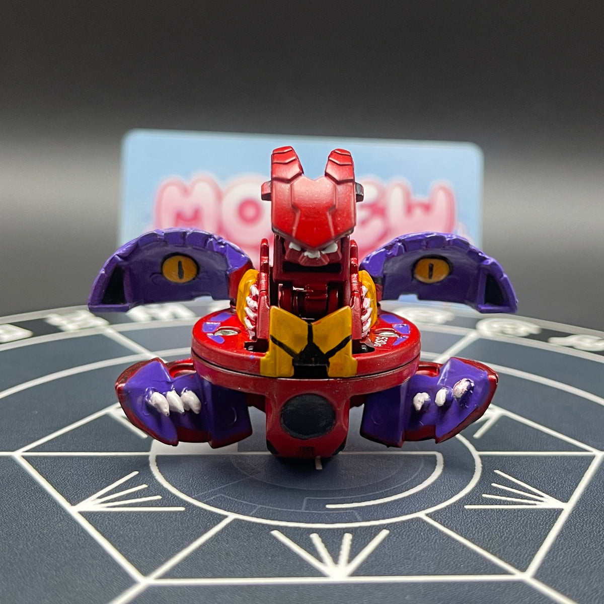 Front view of the custom painted Druman Bakugan toy character.