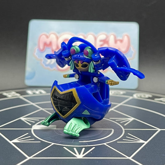 Aquos Minx Elfin Bakugan New Vestroia opened monster form front diagonal view in blue color.