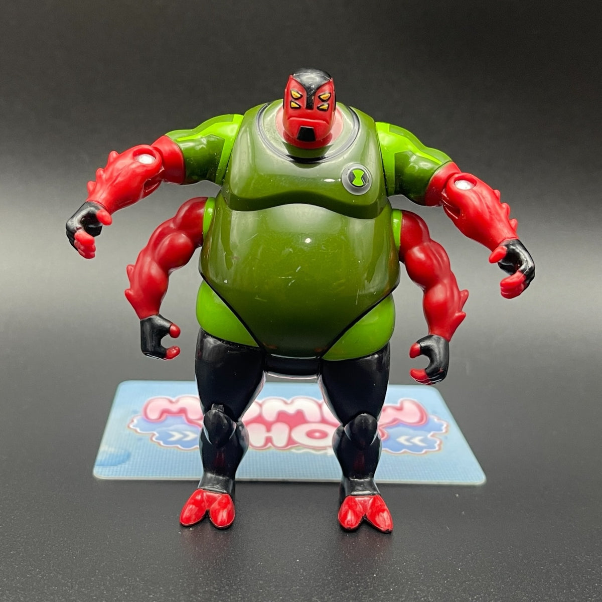 Front view of Gorvan action figure from Ben 10 Alien Force featuring four arms and green and red body design.