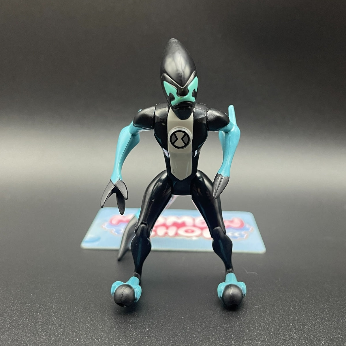 Ben 10 Classic XLR8 fast Kineceleran alien action figure front view in black and blue armor.