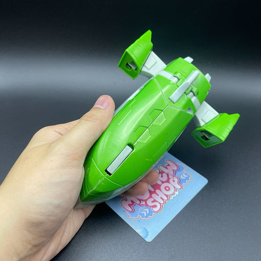 Hand holding the Ben 10 Omniverse Skipper Ship toy from an angle view