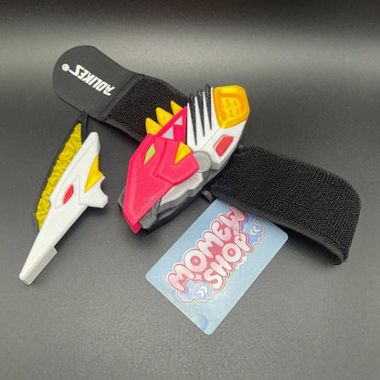 Fully assembled custom 3D printed White Drago Morpher prop view.