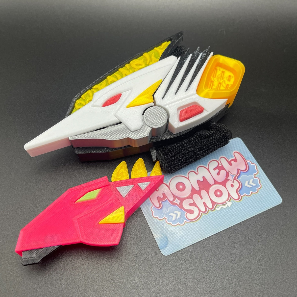 Custom 3D printed White Drago Morpher set from Power Rangers Dino Thunder with wrist strap and accessories.
