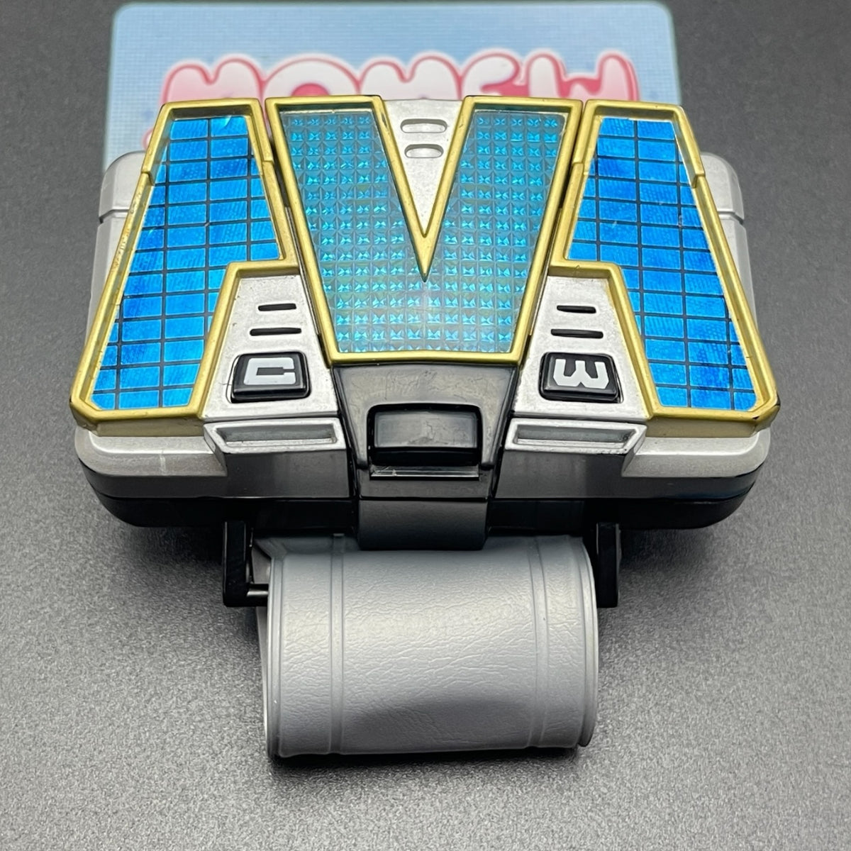 Close-up view of the Power Rangers Lightspeed Rescue Titanium Morpher faceplate.