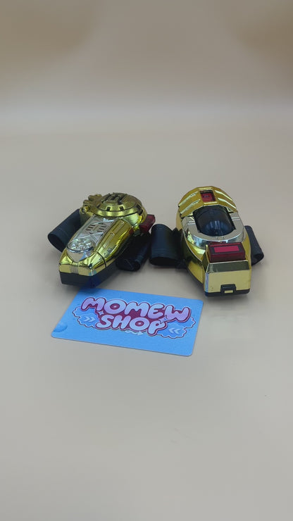 DX King Brace  & Gold Zeonizers Morpher from Power Rangers Zeo also known as DX Change from Super Sentai Ohranger 1995, vintage DX Morpher roleplay collectible for Gold Zeo Ranger fans.