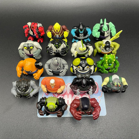 Overview group shot of the Ben 10 Sumo Slammers toy figures.