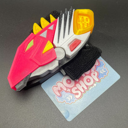 Complete view of the 3D printed White Drago Morpher and matching accessory piece.